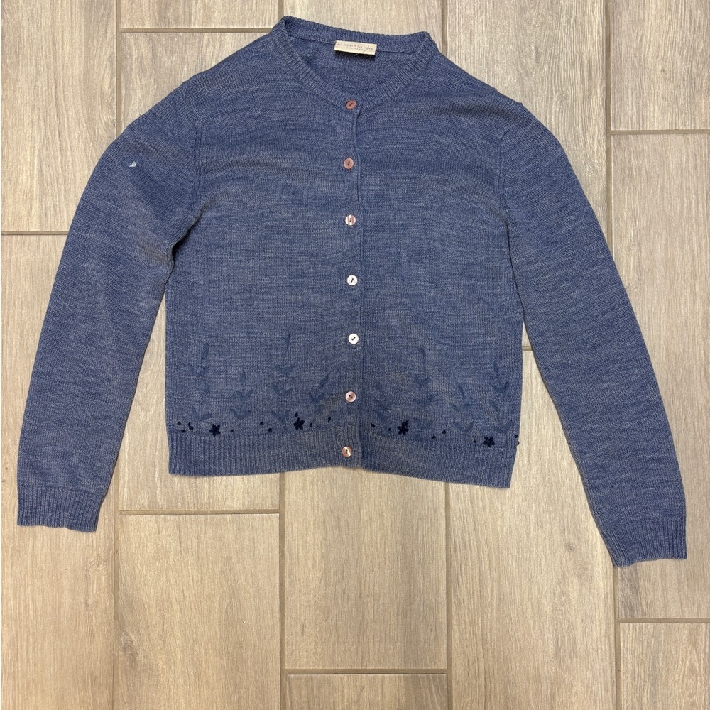 Faded Glory Blue Knit Cardigan with Crew Neck